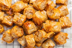Close Up Of Crab Sausage (Hoi Jor) Stock Image Close Up Of Crab Sausage (Hoi Jor) Stock Image