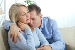 Close up photo of cheerful excited happy happily happy with toothy shining smile blond attractive woman and man, he hugs stock photos Close up photo of cheerful excited happy happily happy with toothy shining smile blond attractive woman and man, he hugs stock photos