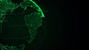 Close up of pixel 3D planet Earth with big data animation. Rotating globe, shining continents with floating numbers stock footage Close up of pixel 3D planet Earth with big data animation. Rotating globe, shining continents with floating numbers stock footage