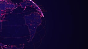 Close up of pixel 3D planet Earth with big data animation. Rotating globe, shining continents with floating numbers stock video Close up of pixel 3D planet Earth with big data animation. Rotating globe, shining continents with floating numbers stock video