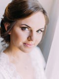 Close-up portrait of the beautiful bride with the deep sight. royalty free stock image Close-up portrait of the beautiful bride with the deep sight. royalty free stock image