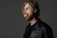 Close up portrait of beautiful guy with light hair and beard royalty free stock photos Close up portrait of beautiful guy with light hair and beard royalty free stock photos
