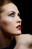 Close-up Portrait Woman With Red Lips Royalty Free Stock Photo
