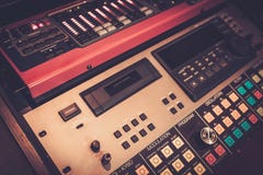 Close-up professional audio equipment with sliders and knobs at recording studio. royalty free stock image Close-up professional audio equipment with sliders and knobs at recording studio. royalty free stock image