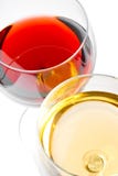 Close-up of red and white wine glasses royalty free stock images Close-up of red and white wine glasses royalty free stock images