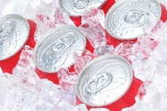 Close Up of Soda Cans in Ice stock photo Close Up of Soda Cans in Ice stock photo