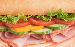 Close-up van een een verse ham & sandwich van Turkije stock afbeelding Close-up van een een verse ham & sandwich van Turkije stock afbeelding