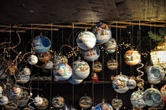 Close-up of variety Christmas decorations on sale at the market. In Cologne, Germany Stock Images Close-up of variety Christmas decorations on sale at the market. In Cologne, Germany Stock Images