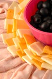 Close-up View Of Meat And Cheese Tray Stock Photo