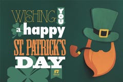 Close up view of you a happy st patricks day lettering on green background