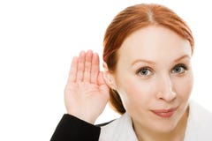 Close up of woman's hand to his ear . royalty free stock photos Close up of woman's hand to his ear . royalty free stock photos