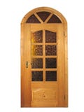 Closed Natural Wooden Door With Glass Isolated Stock Photography Closed Natural Wooden Door With Glass Isolated Stock Photography