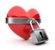 Closed Valentine Heart And Lock 3D. Isolated Royalty Free Stock Photo