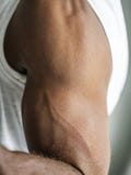 Closeup of a black person`s muscular arm royalty free stock photos Closeup of a black person`s muscular arm royalty free stock photos