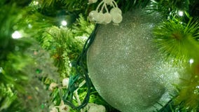 Closeup Of Christmas Berries and Silver Ornament On Tree. stock images Closeup Of Christmas Berries and Silver Ornament On Tree. stock images