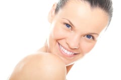 Closeup Face Young Woman With Healthy Clean Skin Stock Images