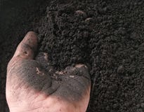 Closeup of hand working with rich soil royalty free stock photos Closeup of hand working with rich soil royalty free stock photos