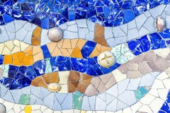Closeup of mosaic of colored ceramic tile by Antoni Gaudi at his Royalty Free Stock Photo Closeup of mosaic of colored ceramic tile by Antoni Gaudi at his Royalty Free Stock Photo