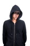 Closeup Of A Teenager Wearing A Hoodie, Underlit Stock Photo