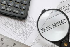 Closeup Of Magnifying Glass On Test Report Royalty Free Stock Images Closeup Of Magnifying Glass On Test Report Royalty Free Stock Images