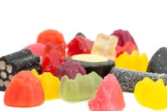 Closeup Of Several Mixed Sugary Candies Royalty Free Stock Image