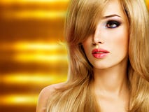 Closeup portrait of a beautiful young woman with long white hair royalty free stock photography Closeup portrait of a beautiful young woman with long white hair royalty free stock photography