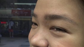 Closeup Shot Of Asian Girl Eye travel in the metro 4K stock video Closeup Shot Of Asian Girl Eye travel in the metro 4K stock video