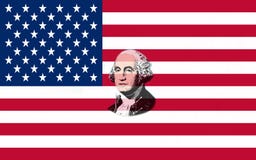 Closeup of United States of America flag with portrait George Washington royalty free illustration Closeup of United States of America flag with portrait George Washington royalty free illustration