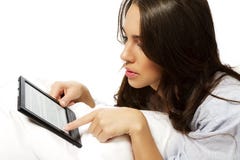 Closeup of a woman reading ebook Royalty Free Stock Image Closeup of a woman reading ebook Royalty Free Stock Image