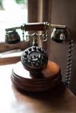 Closeup of vintage wood telephone. stock photo Closeup of vintage wood telephone. stock photo