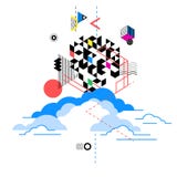 Cloud computing services, technology metaphor. Abstract illustration Royalty Free Stock Photography Cloud computing services, technology metaphor. Abstract illustration Royalty Free Stock Photography