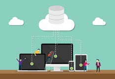Cloud computing technology team develop or developer with cloud and data database stock illustration Cloud computing technology team develop or developer with cloud and data database stock illustration