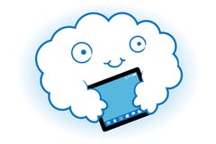 Cloud hugs the tablet royalty free illustration Cloud hugs the tablet royalty free illustration