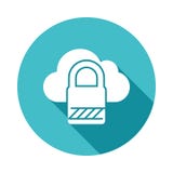 cloud security icon in Flat long shadow style stock illustration cloud security icon in Flat long shadow style stock illustration