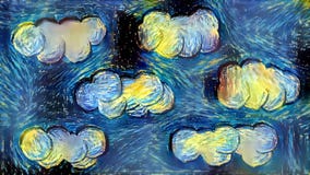 Clouds in sky in Van Gogh brush strokes style