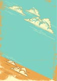 Cloudy blue sky retro background on old paper texture Vector Illustration Cloudy blue sky retro background on old paper texture Vector Illustration