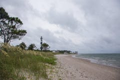Cloudy Stormy Skies over Cape Lookout Light house royalty free stock photography Cloudy Stormy Skies over Cape Lookout Light house royalty free stock photography
