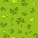 Clover leaves seamless vector pattern. St. Patrick`s Day green background. Shamrock wallpaper royalty free illustration Clover leaves seamless vector pattern. St. Patrick`s Day green background. Shamrock wallpaper royalty free illustration