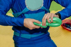 Clown makes figures from balloons royalty free stock photos Clown makes figures from balloons royalty free stock photos