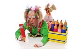 Clown With Pencils Stock Images