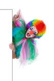 Clownvisningtecken med henne fingrar arkivbilder Clownvisningtecken med henne fingrar arkivbilder
