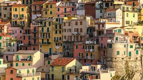 Cluster of houses Manarola village in Cinque Terre, Italy stock photography Cluster of houses Manarola village in Cinque Terre, Italy stock photography