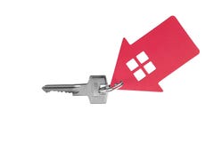 Clé et keychain sous forme de maison photographie stock libre de droits Clé et keychain sous forme de maison photographie stock libre de droits