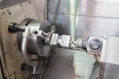 Cnc metal milling machine - lathe processes royalty free stock images Cnc metal milling machine - lathe processes royalty free stock images