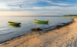 Coastal Landscape With Fishing Boats, Baltic Sea, Europe Stock Photo Coastal Landscape With Fishing Boats, Baltic Sea, Europe Stock Photo