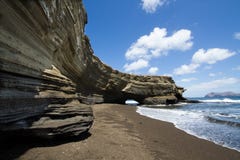 Coastal sandstone cliffs of Santiago Island, Galapagos Islands, Ecuador royalty free stock photos Coastal sandstone cliffs of Santiago Island, Galapagos Islands, Ecuador royalty free stock photos