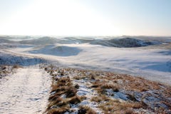 Coastal Snow Covered Links Golf Course Stock Photo Coastal Snow Covered Links Golf Course Stock Photo
