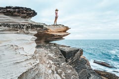 Female admiring the Kurnell coastline royalty free stock image Female admiring the Kurnell coastline royalty free stock image