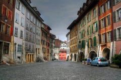 Cobbled street in Biel (Bienne), Switzerland