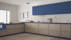 Cocina clásica con los detalles y el piso de entarimado de madera, minimalis ilustración del vector Cocina clásica con los detalles y el piso de entarimado de madera, minimalis ilustración del vector